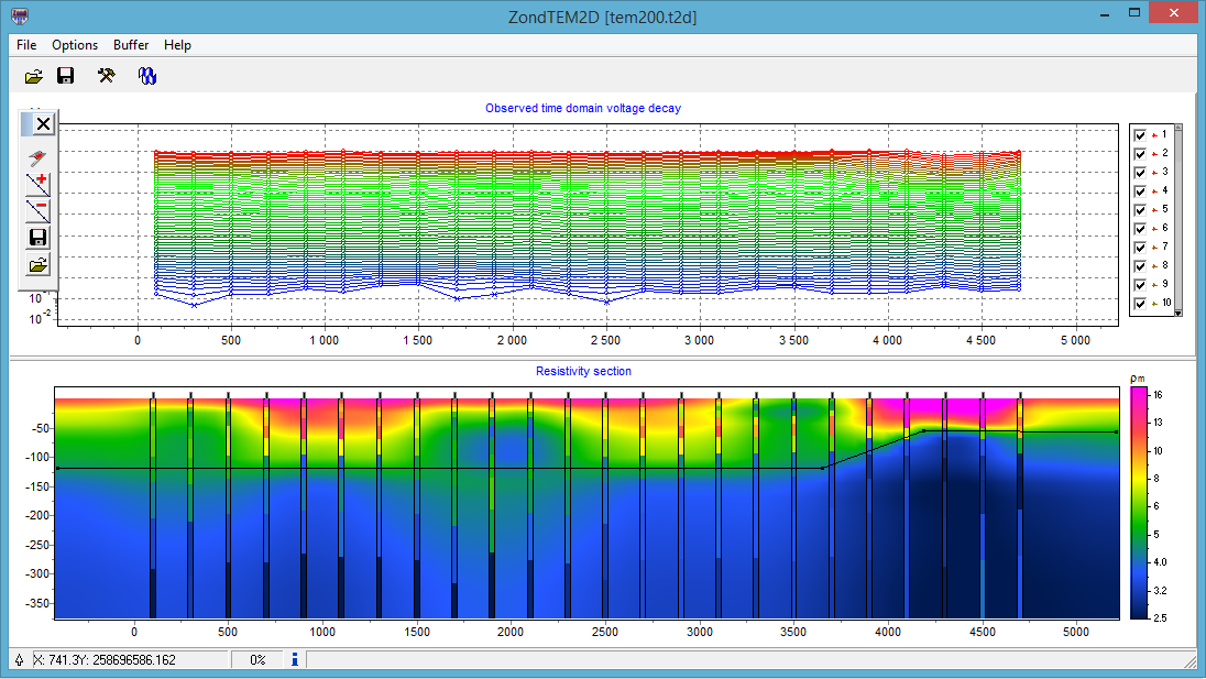 TDEM data inversion in ZondTEM2D